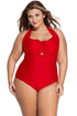 Sexy Solid Red Plus Size Non-underwire Monokini